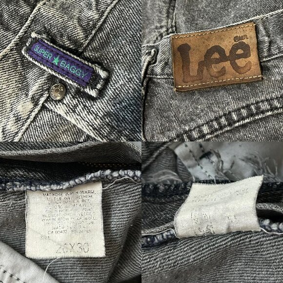 80s vintage “super baggy” Lee acidwash jeans bleached mid rise tapered relaxed. - Picture 5 of 5